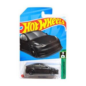 2024 Hot Wheels Tesla Model Y Black HW Green Speed Toy Electric Sports Car